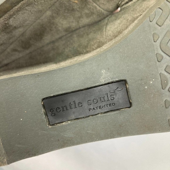 Gentle Souls Loafers Womens Sz 8 Gray Suede Leather Slip On Wedge - Picture 6 of 9